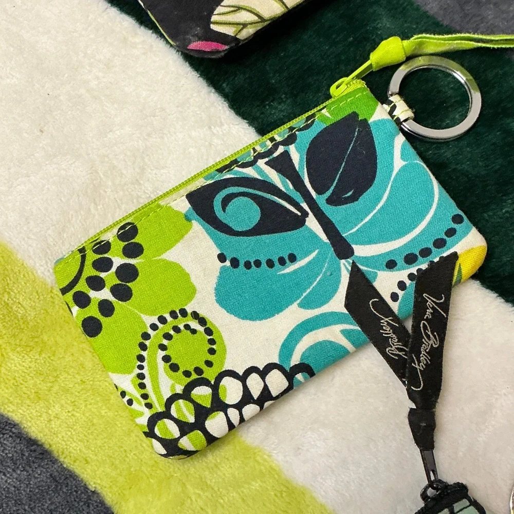 Vera Bradley Trio of Patterned ID Holders in Green, Pink & Brown